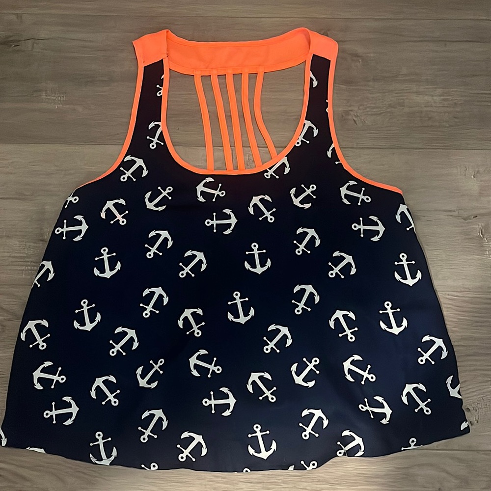 Navy blue anchor tank